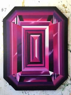 a painting of a pink and purple diamond