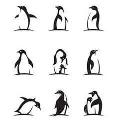 penguin silhouettes on white background