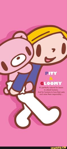 a cartoon character hugging another character on the cover of a pink book with an image of a