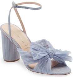 Loeffler Randall Camellia Knotted Sandal | Nordstrom Crinkled Fabric, Modern Texture, Loeffler Randall Shoes, Low Wedge Sandals, Blue Wedding Shoes, Block Sandals, Ankle Strap Wedges, Classic Heels, Leather Socks