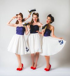 Ah hoy! We love sailor style dresses! Fit And Flare Dresses, Flare Dresses, Fifties Fashion