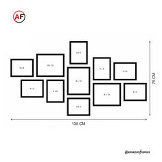 a drawing of a wall with several squares on it, and the measurements for each square