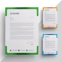 the letterhead and business cards are displayed next to each other