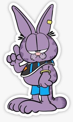 a purple rabbit sticker sitting on top of a white surface