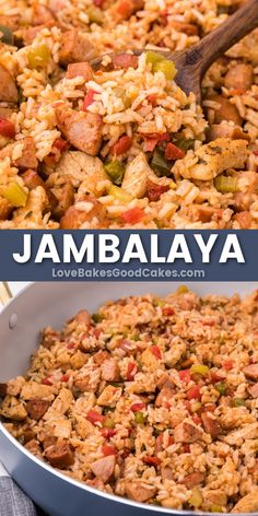 this is an image of jambaalaya rice in a pan