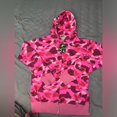 Pink Bape Hoodie Designer Bape Hoodie Bape Hoodie Men, Pink Bape Hoodie, Bape Pink, Bape Sweater, Pink Camo Hoodie, Double Hoodie, Bape Hoodie, Ape Bape, Red Camo