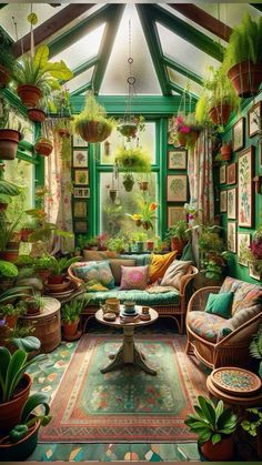 Sunroom Plants Decor, Inside Greenhouse, Bohemian Interior Design Bedroom, Garden Sunroom, Small Sunroom, Wall Hanging Decorations, Garden Room Ideas, Indoor Plant Wall