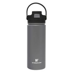 the hydro flask water bottle is shown in grey