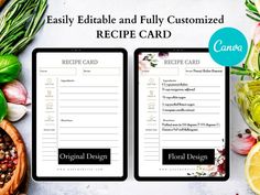 Recipe card, Cookbook template, recipe card idea, recipe template idea, cookbook template idea, Canva editable template, editable recipe card, editable recipe sheet Recipe Folder, Recipe Sheet, Food Planner, Recipe Book Templates, Recipe Sheets, Ebook Design, Box Food