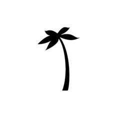 a black and white silhouette of a palm tree with leaves on it's trunk