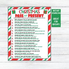 christmas pass the present printable for groups