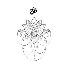 a lotus flower with the om shan symbol above it