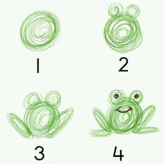 the numbers are drawn with green crayons to make it look like a frog