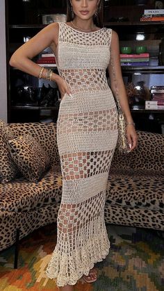 Crochet Evening Dress, Hot Outfit Ideas, Aliexpress Dresses, Crochet Outfits, Coachella Outfit, Dress Aesthetic, Aesthetic Look, Amazon Products, Boho Crochet