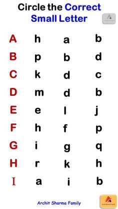 an image of a small letter worksheet with the words, circle the correct small letter