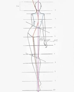 a drawing of a woman's body with lines on it