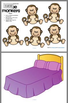 the instructions for how to make a bed with monkeys on it and then cut out