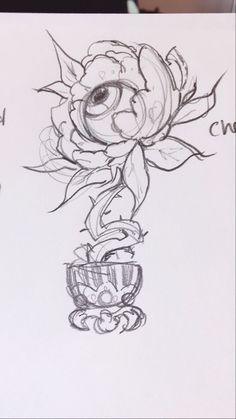 a drawing of a flower in a vase