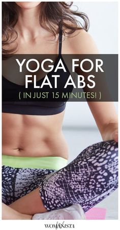 the yoga for flat abs poster is shown in front of a woman's stomach