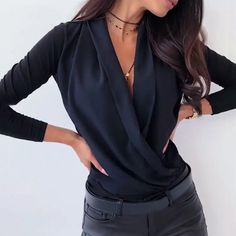 Portrait of a picture displaying Office V-Neck Women’s Top product. Elegant Blouses For Women Classy, Blouses For Women Classy, Collar Shirts Women, Stylish Lady, Fashion Star, White Tee Shirts, Office Fashion Women, Elegant Blouses, V Neck Blouse