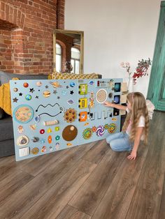 "Sensory wall panel is an ultimate developing and fun toy. Our Montessori board contains 35 elements that contribute to the development of fine motor skills of the child. A toy that develops logical thinking, memory and perseverance of the baby. This wall mounted sensory toy is handmade and hand-painted with child-friendly elements, sanded and painted with child-safe, non-toxic paint of CE standard. The wall mounts are included The sensory board promotes play-and-learn excitement with locks, lat Busy Board For Toddlers, Montessori Board, Toddler Activity Board, Sensory Wall, Montessori Playroom, Sensory Board, Busy Boards For Toddlers, Sensory Boards, Sensory Room