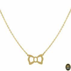 Solid 14kt Yellow Gold Ted Baker Bow Necklace Size 18 Inches Gift Jewelry Girls #Chain Bow Necklace, Gift Jewelry, For Real