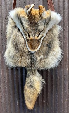 "Handmade here in our shop. Handmade crossbody coyote bag made from one Western Coyote. Inside is lined with leather. Great pice for everyday use or great piece for Renaissance Faires, or Rendezvous. Can choose between a standard buckle or hand forged buckle. Inside pouch measures 9\"x10\"." Leather Medicine Bag, Indian Accessories, Taxidermy Art, Leather Hip Bag, Vulture Culture, Hunting Bags, Animal Bag, Medicine Bag, Fur Bag