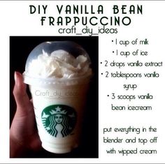 the instructions for how to make starbucks frappuccino ice cream in a cup