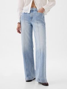 High Rise Stride Wide-Leg Jeans | Gap Color Celeste, Jeans Look, Water Retention, Jeans Wide, Soil Health, Gap Jeans, Pocket Jeans, High Rise Jeans, Petite Size