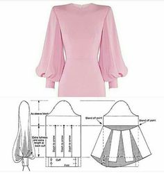 an image of a pink dress with long sleeves and pleaed details on the shoulders