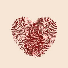 a heart made out of fingerprints on a beige background with the word love written in it