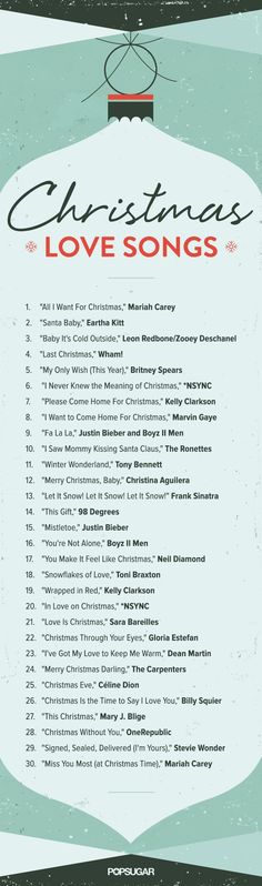 the christmas love song list is shown