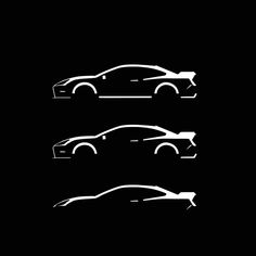 three silhouettes of cars on a black background