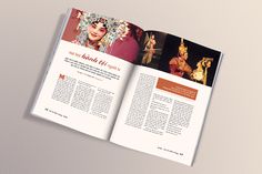 an open brochure with pictures of people in costumes on the front and back pages