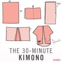 the 30 - minute kimono sewing pattern is shown with instructions for how to sew