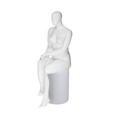 Plus Size Female Egg Head Mannequin,Height: 4'8" Chest:41" Waist:33" Hip:43" Sitting Stool Glossy White Finish Sitting Stool, Egg Head, Head Mannequin, Glossy White, Egg, Sculpture, Plus Size, White