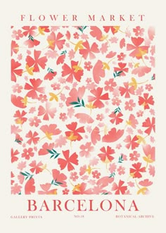 a flower market poster with red and pink flowers in the center, on a white background