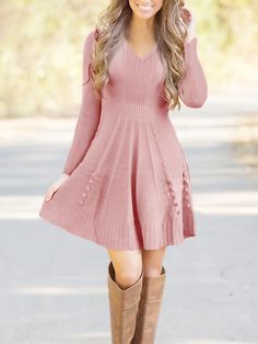 Elegant Sweater, Solid Color Sweater, Long Sweater Dress, Comfortable Sweater, Maxi Robes, Linnet, Crewneck Dress, Sweater Dress Midi, Short Mini Dress