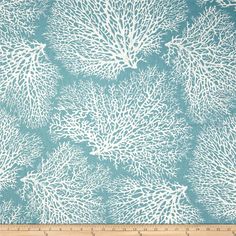 a blue and white coral print fabric