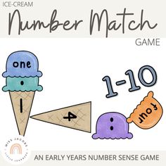 an ice cream number match game for children