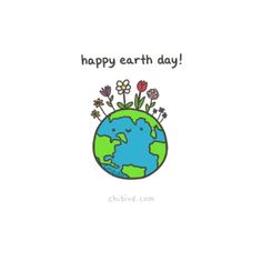 the earth with flowers on it says happy earth day