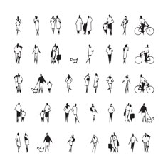 the silhouettes of people in different poses