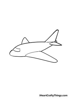 an airplane flying in the sky with one line drawing on it's back side