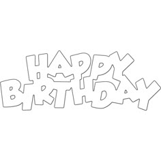 the words happy birthday are outlined in black and white