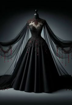 Vampire Wedding Dress, Wiccan Clothes, Black Ballroom Dress, Queen Of Hearts Wedding, Punk Wedding Dresses, Spider Fashion, Prince Aemond Targaryen, Black Dress Halloween