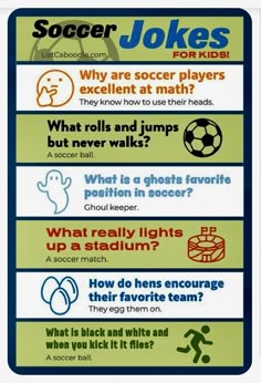 soccer jokes for kids with pictures and instructions on them to help you learn how to play