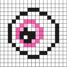 a cross stitch pattern with pink and black squares in the shape of a cat's head