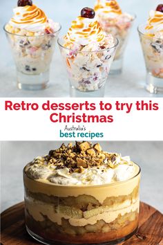 an image of christmas desserts with text overlay that reads retro desserts to try this christmas australia's best recipes