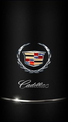 the cadillac logo is shown on a black background