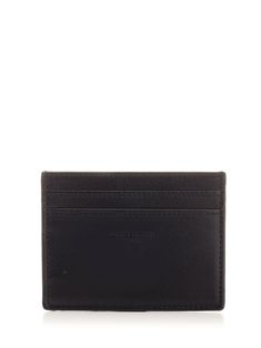 Calfskin card holder by YSL, printed logo, 2 credit card slots on the sides and central compartment. Modern Rectangular Card Holder With Logo Plaque, Modern Business Card Holder With Logo Plaque, Ysl Card Holder, Versace Designer, Ysl Logo, Best Wallet, Cool Ties, Scarf Jewelry, Wallet Bag